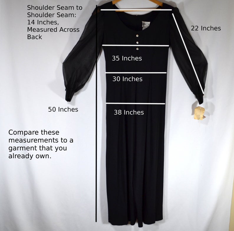 Image showing how to measure a garment to ensure a proper fit. It explains how to measure and compare a garment that you already own to the measurements found online to ensure that the garment will fit before you purchase. 
